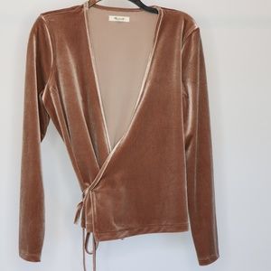 Madewell Velvet Ballet Wrap Top Size Medium